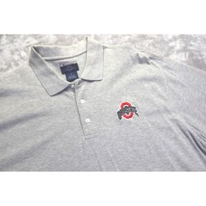Ohio State University Polo Shirt Size L‎ Buckeyes Stitched Logo Gray Champion